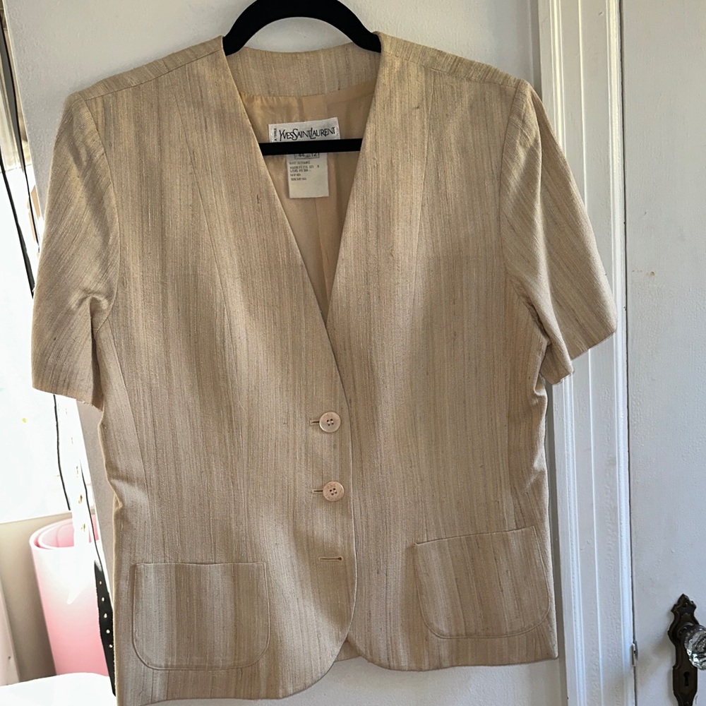Yves Saint Laurent Beige Short Sleeve Blazer